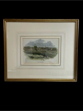 Vintage Framed Topographical Art Print Titled "View of Newmarket."